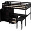 Lit mezzanine pleine grandeur pour les adolescents et les adolescents avec escaliers, bibliothèque, tiroirs, bureau et garde-robe - Luminaire de chambre à coucher optimisant l'espace-1175346943-1175346942