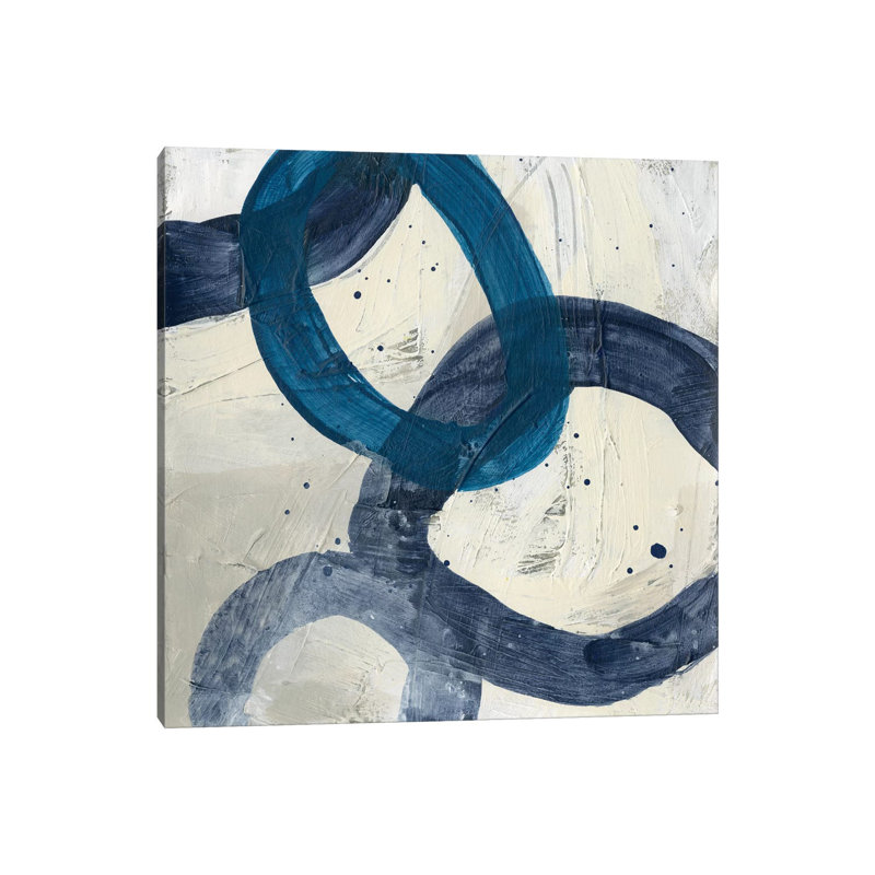 Reproduction d’art « Blue System II » par June Erica vess, H 26 po x l 26 po x P 1,5 po, Toile tendue, Pas de tapis