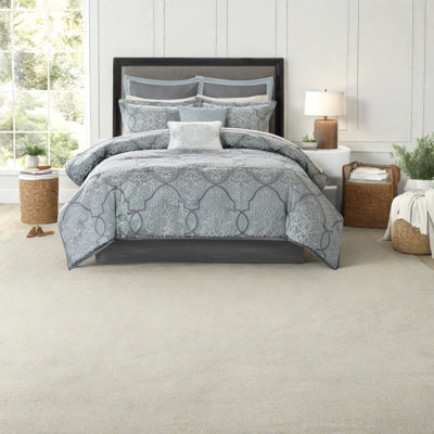 Luxurious Blue Jacquard Bedding Sets, Cotton Sheets, King Size Ensemble