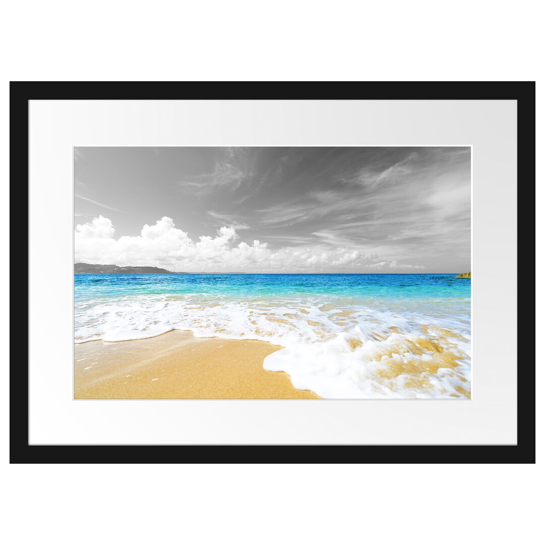 Gerahmtes Poster Sandstrand mit Welle