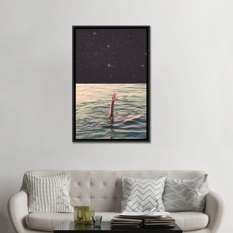 «Drown in Space», impression sur toile, H 26 po x l 18 po x P 1,5 po, Toile avec cadre noir, Pas de tapis