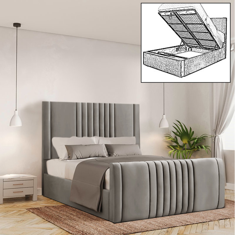 Bennit Upholstered Ottoman Storage Bed, Kingsize (5'), Asphalt
