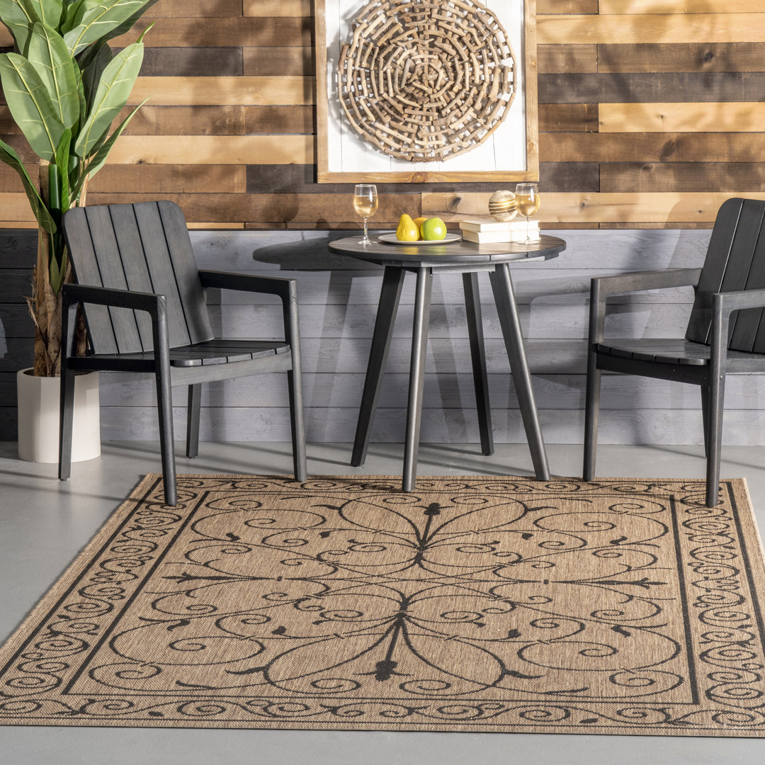 Concetta Oriental Brown/Black Indoor/Outdoor Area Rug Lark Manor™ Rug 