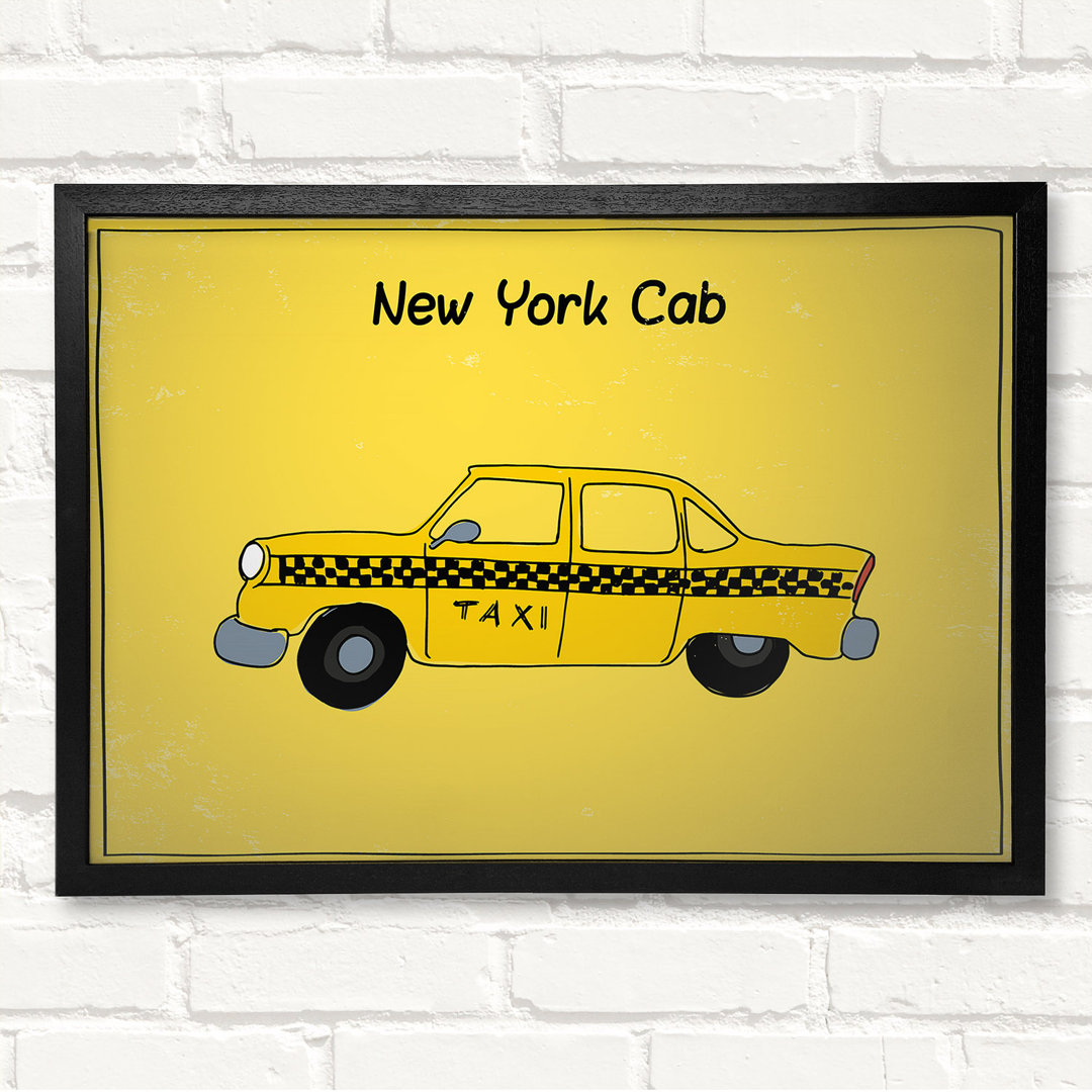 NYC Retro Cab Gerahmter Druck