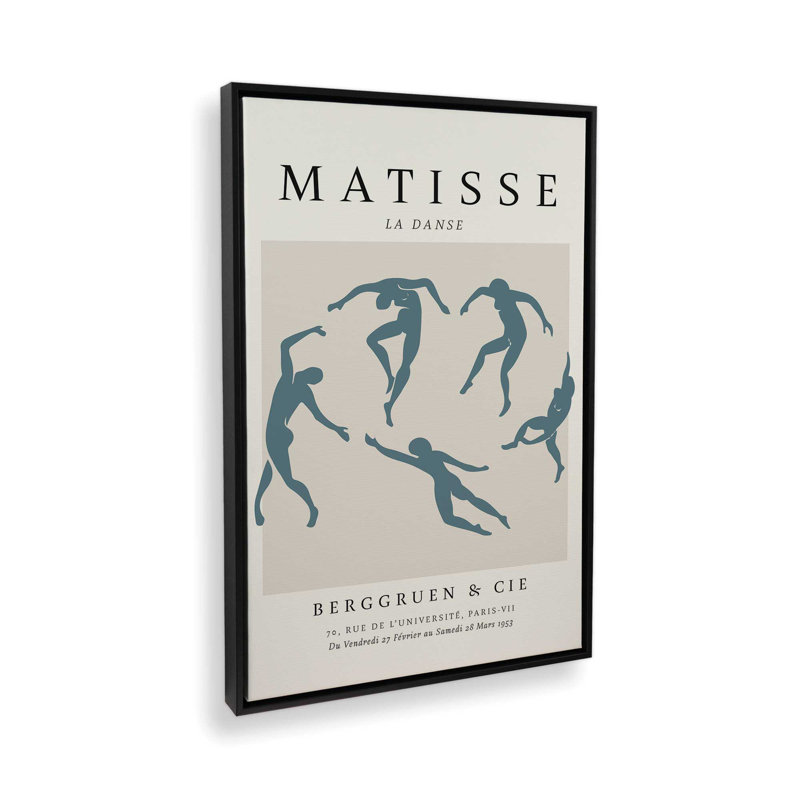 Matisse's La Danse en bleu minuit, H 36,75 po x l 24,75 po x P 1,75 po, Cadre flottant noir satiné