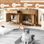 Enceinte de litière pour chat avec fonction de grattage et de rangement, table de chevet en bois, fonctionne comme table basse, espace de rangement spacieux pour, blocs-notes, extensible à deux pièces, bande de protection-129942627