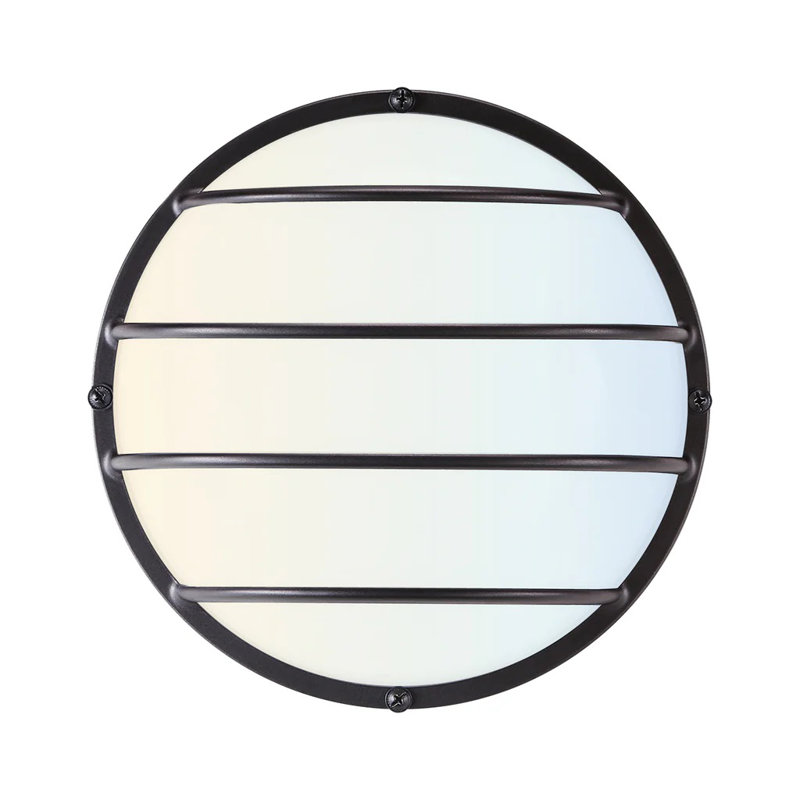 Utility LED Bulkhead Light Fixture, UV Resistant Resin Lens, 120V TRIAC Dimmable 800 Lumens CCT White Adjustable 3000K/4000K/5000K