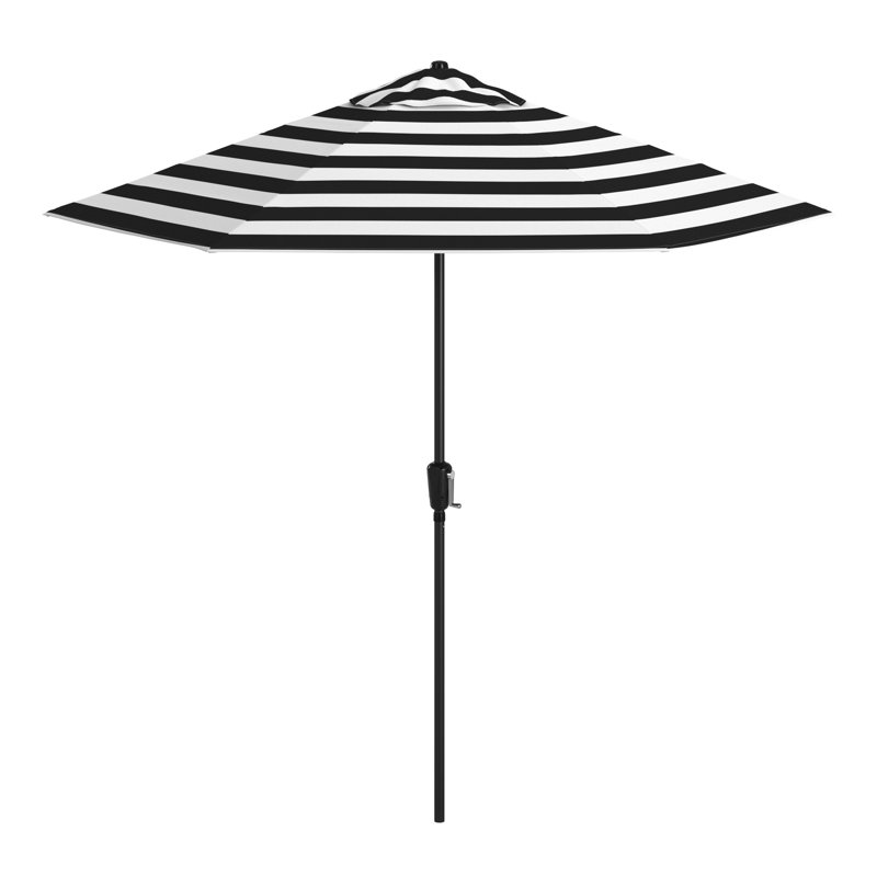 Parasol de patio 9 pi avec mât en aluminium, nervure en acier, manivelle, inclinaison par pression avec tissu oléfine Solstice