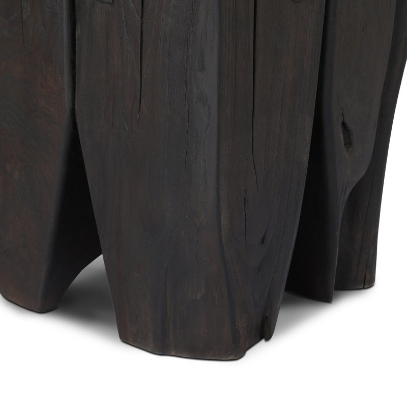 Oshan Outdoor Square Teak Side Table, Stained Black-Teak Root
