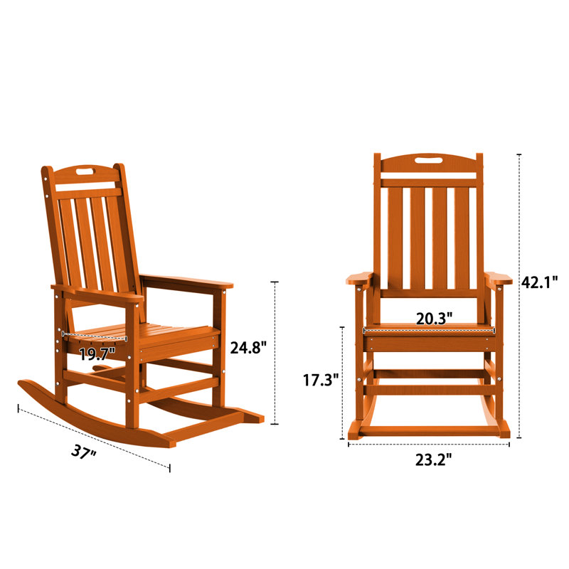 Ensemble de 2 chaises berçantes d'extérieur Hdpe, Orange