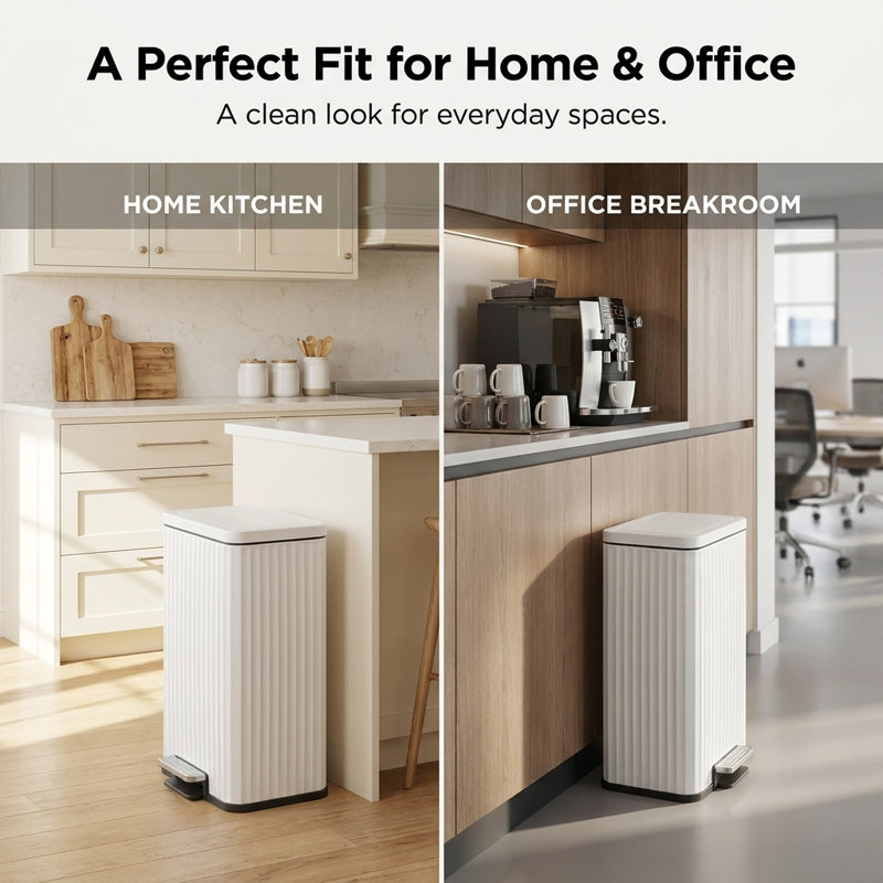 Poubelle à pédale en acier inoxydable 8 gallons avec couvercle à fermeture en douceur, 8 Gallon, Blanc