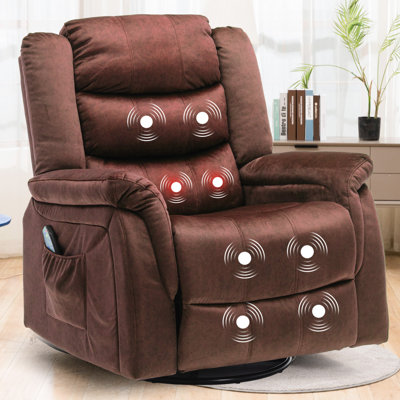 Recliner Chair Massage Rocker With Heat And Massage Reclining Chair 360 Degree Swivel Rocking Chair Home Theater Seating Side Pocket