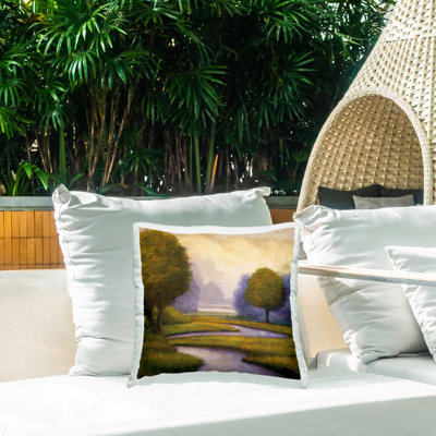 Coussin d'extérieur Lavender Sunrise Landscape, par Gregory Williams