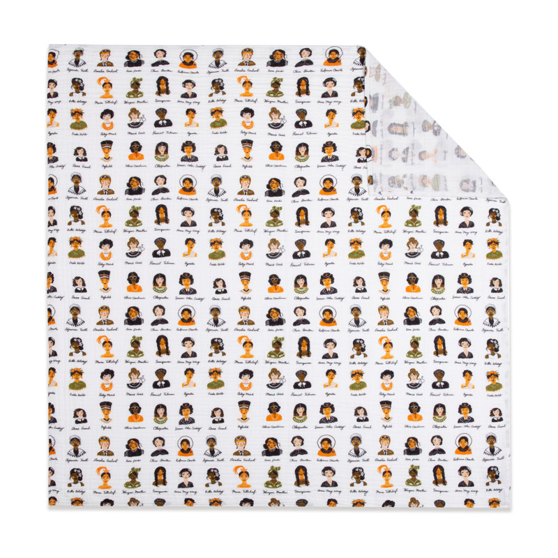 Women in History White Muslin Cotton Baby Swaddle Blanket