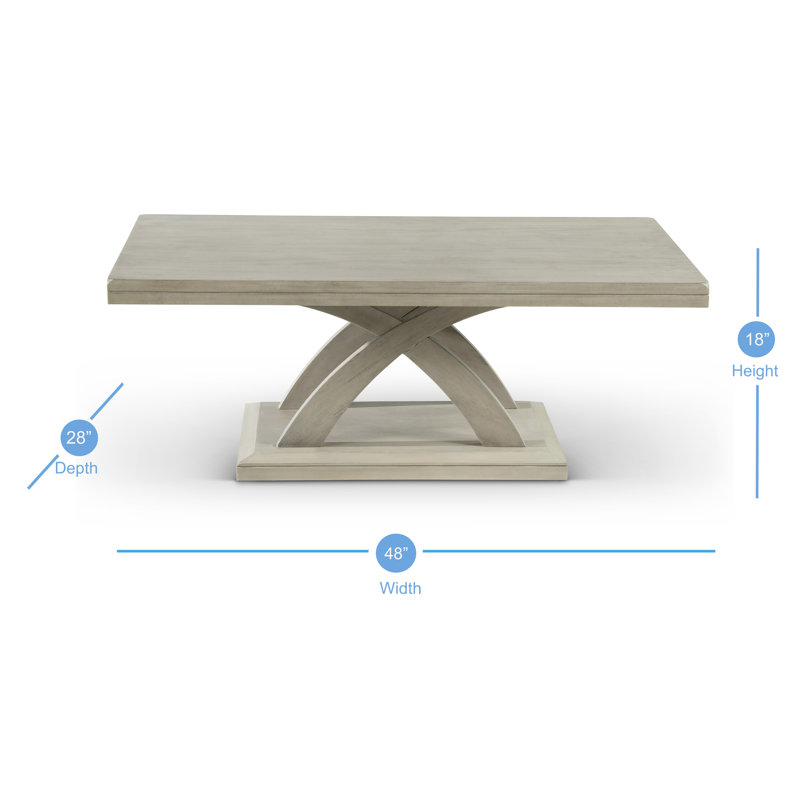 Almeta Cross Legs Coffee Table, Light Gray