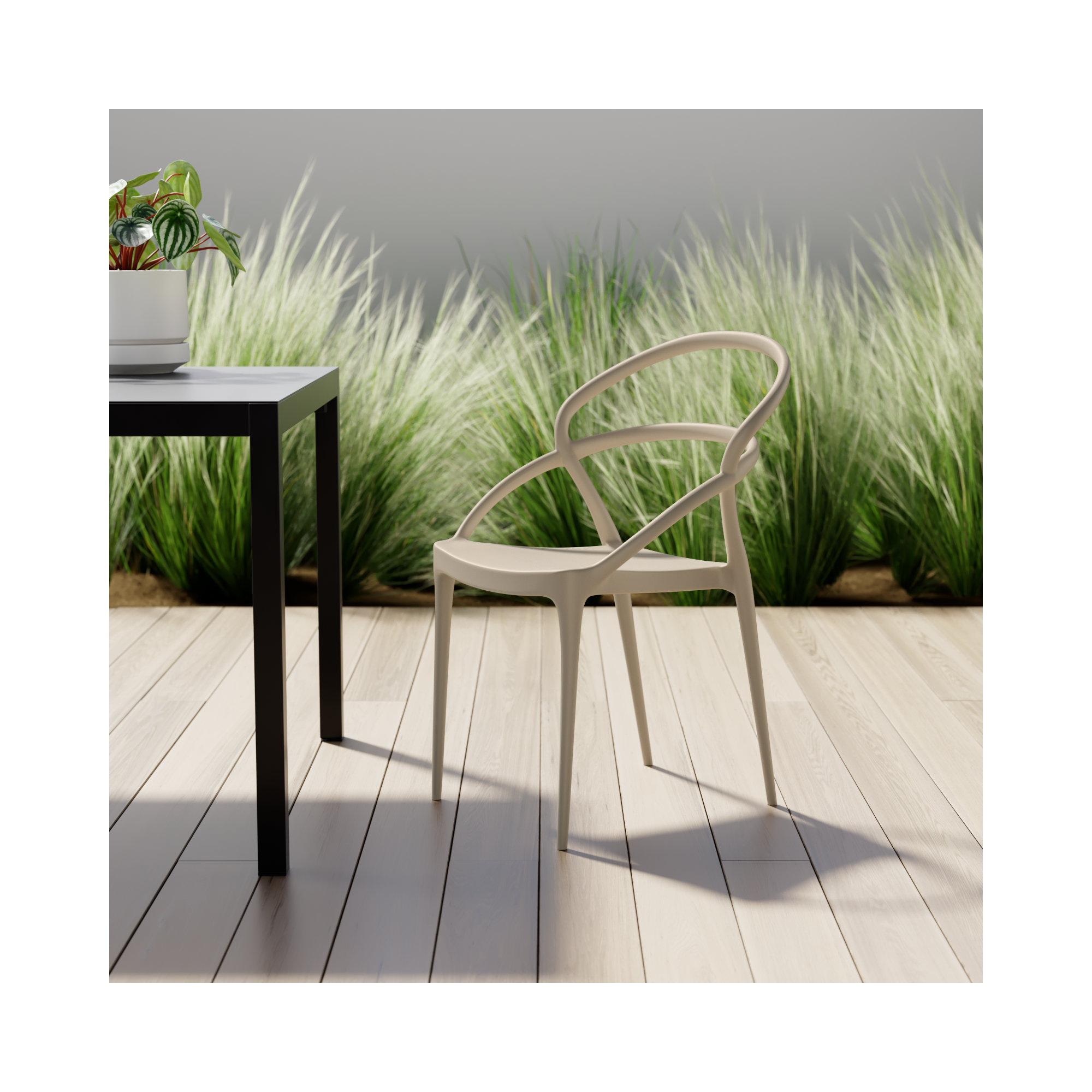 Grover Stacking Patio Dining Armchair, Taupe