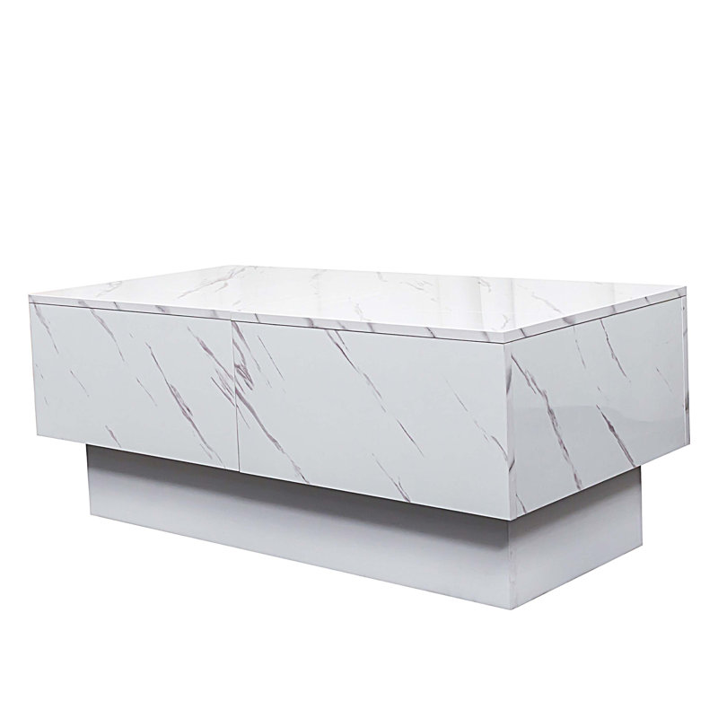 Table basse avec plateau coulissant, table centrale avec compartiment de rangement caché, table extensible pour le salon