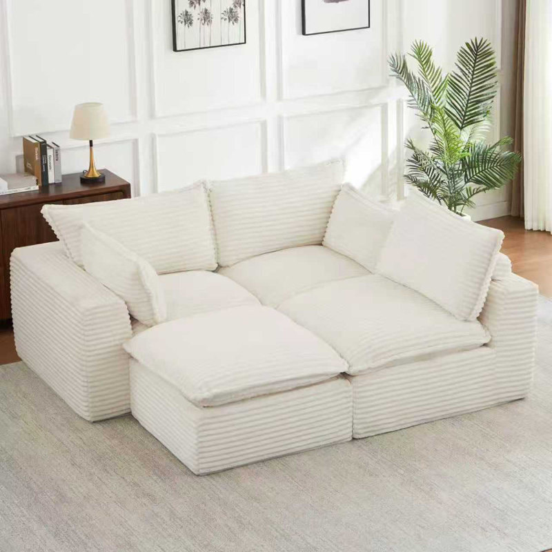 Canapé modulaire Cloud avec repose-pieds - Canapé convertible en L pour salon | Confort moelleux, aucun assemblage requis