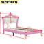 Structure de lit simple tapissier avec lumières à DEL et tête de lit couronne, rose et blanc, beauté de la chambre à coucher, tête de lit à conception silencieuse, conception silencieuse