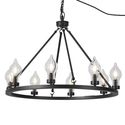 Lustre d'extérieur 29 "à roulettes noir sable 29" à brancher