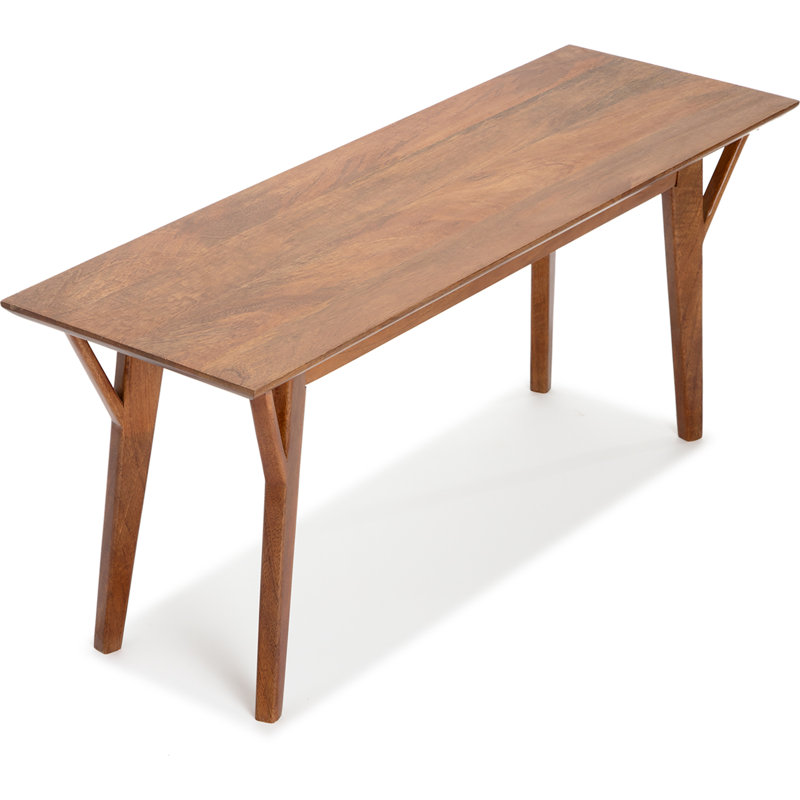 Finch Bennett Stratford Mid Century Entryway Bench, Solid Wood Seating for Dining Room or Hallway, Modern Farmhouse Rustic Design, Walnut Brown