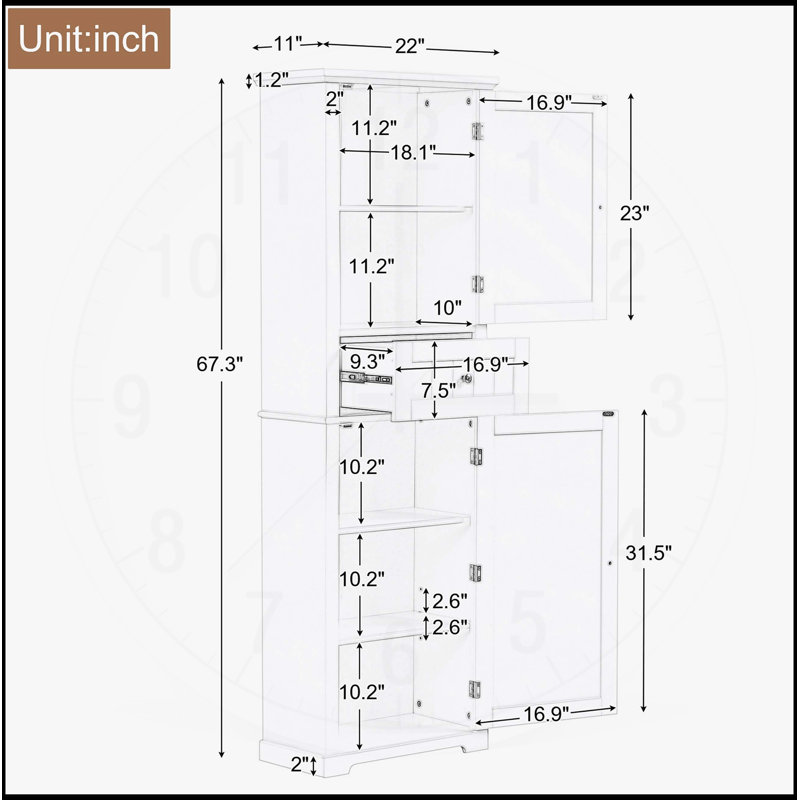 Armoire de salle de bain autoportante polyvalente avec tiroir et tablette réglable pour un rangement optimal