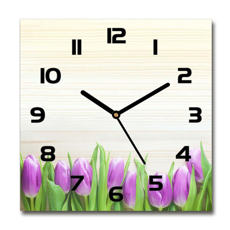 Glass Wall Clock, Black/Beige/Green/Purple