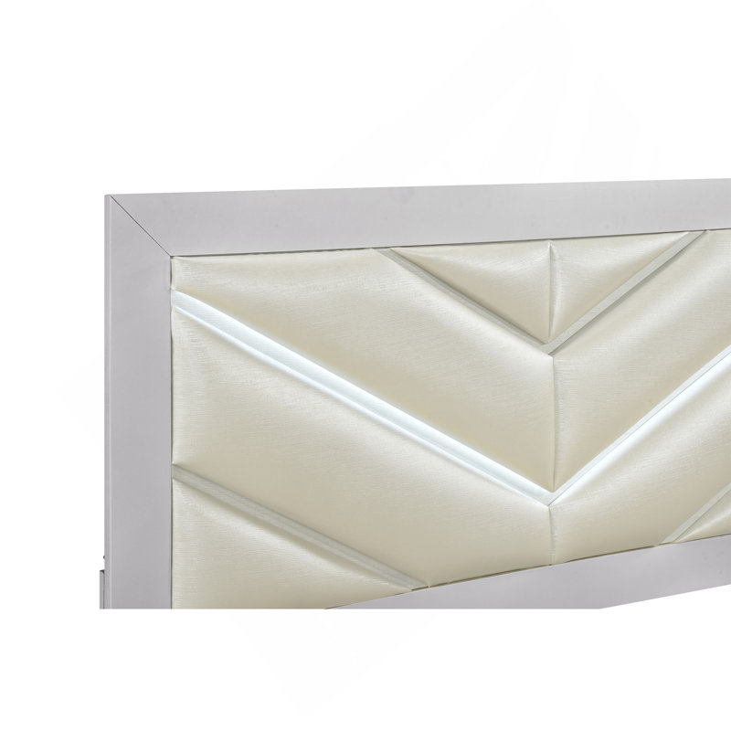 Lit double (matelas non inclus), blanc scintillant, Full