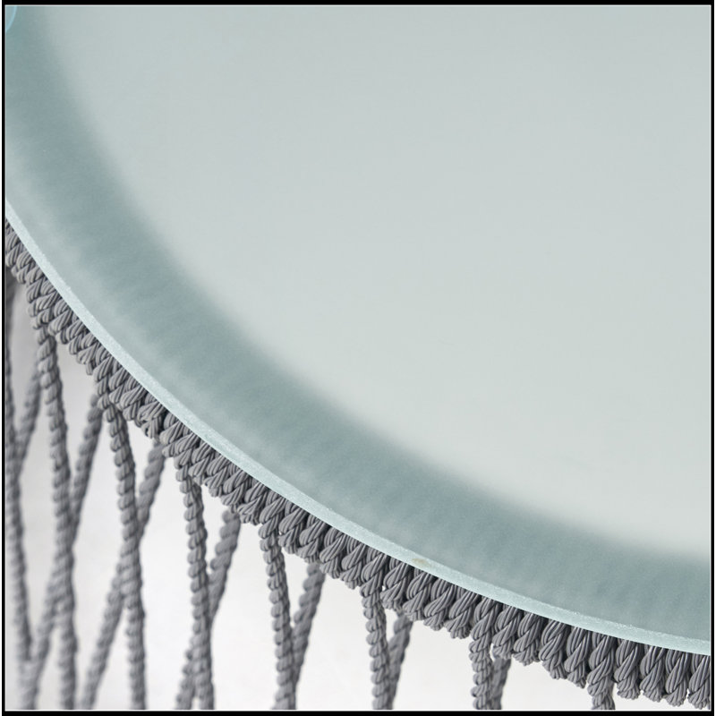 Table d'appoint d'extérieur Boho Chic avec corde résistante aux intempéries, parfaite pour le patio et le balcon