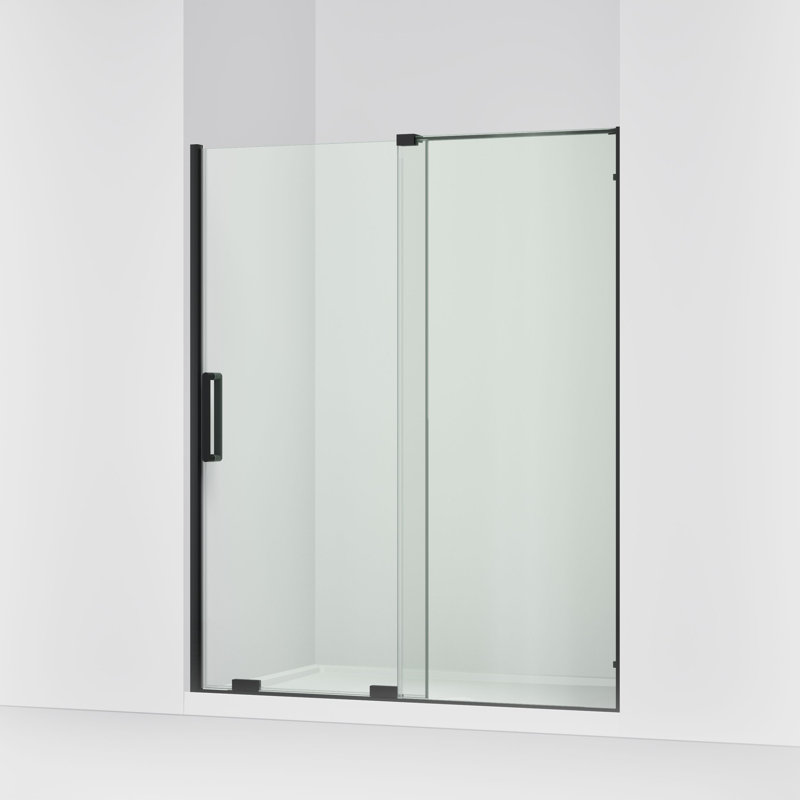 Echelon Sliding Shower Door, 71-3/4 In. H X 55-3/4 - 59-3/4 In. W, With 5/16 In. Thick Crystal Clear Glass, Matte Black