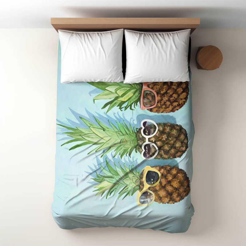 Exotic Gastronomy Twin Duvet Cover - Summer Pineapples Design