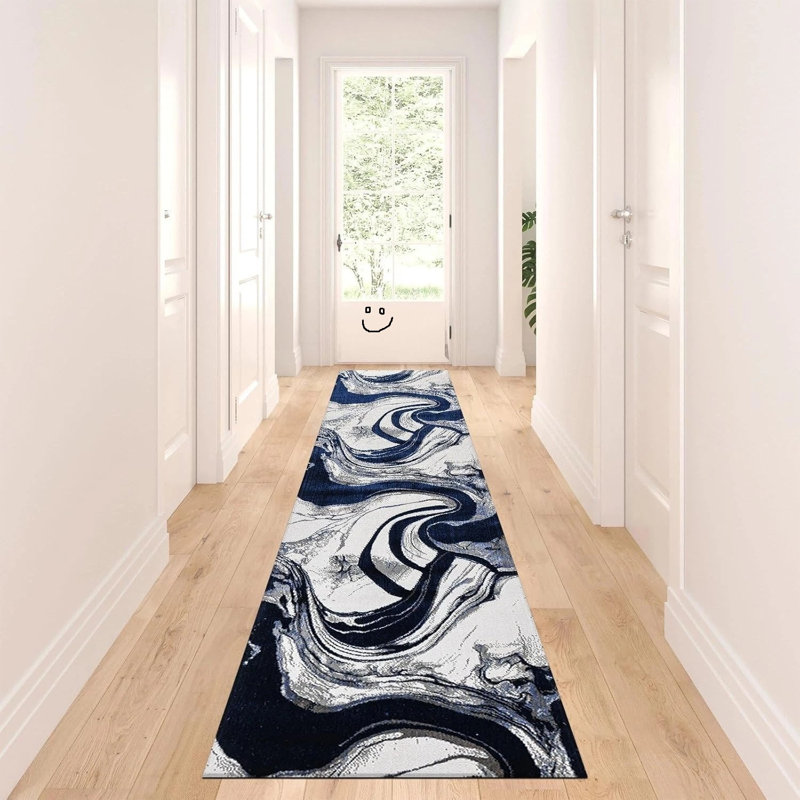Abstract Flokati, Blue, Runner 60 x 300 cm