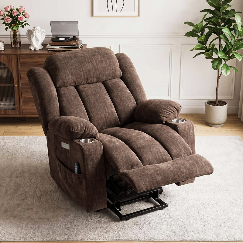 Azelle  Power Lift Chair Recliners Infinite Position with Massage,heat,cup Holder, Brown