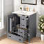 Meuble-lavabo en bois gris 24 po avec évier en céramique de style moderne