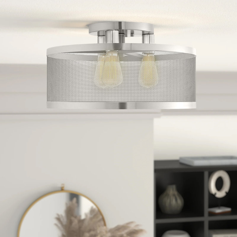 Emilia Flush Mount, 10.25"H x 18"W x 18"D, Brushed Nickel