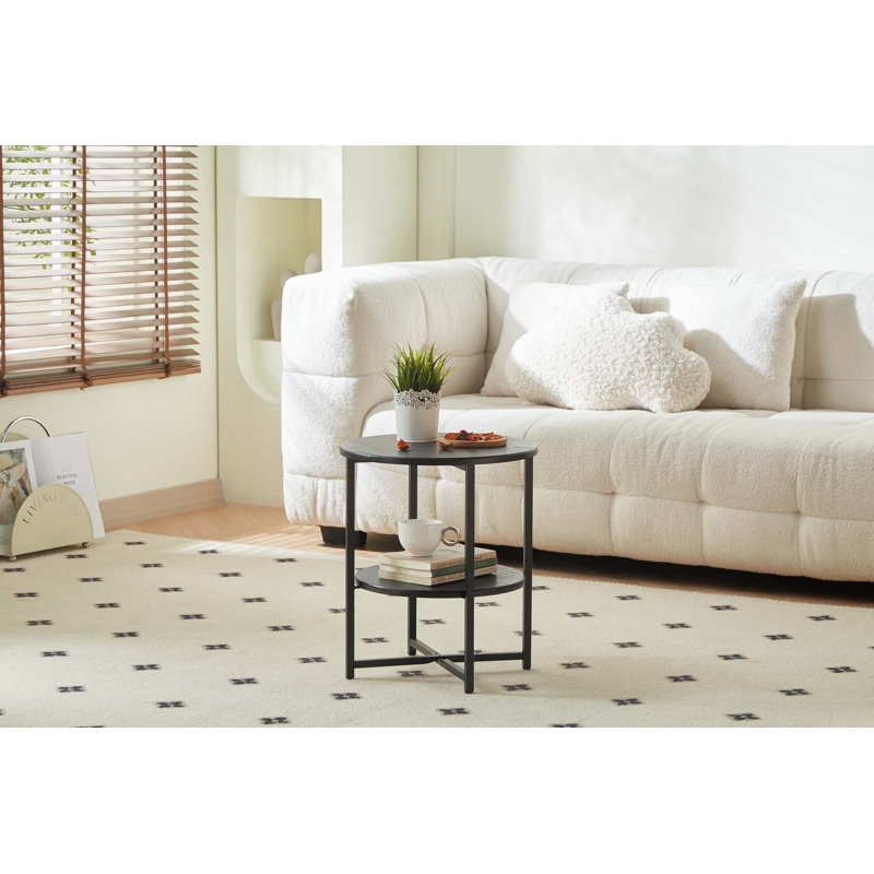 Small Round Side Table,2 Tiers Farmhouse End Table,Accent Tables For Small Spaces,Night Stands For Bedrooms Living Room,Coffee  Tables With Storage Shelf