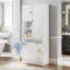 Armoire de rangement autoportante de 67,7 po de hauteur avec panier rabattable, tablettes réglables et 2 portes-1676105114-1676105109