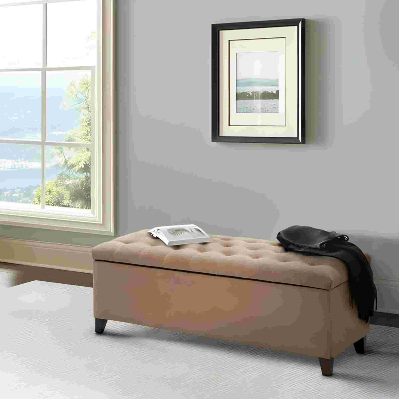Banc de rangement rembourré Hannjo, Brun