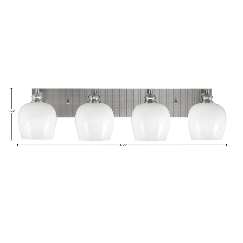 Edge 4 Light Bath Bar With 6" Glass, Brushed Nickel