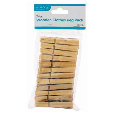 Ashley Wooden Clothes Pegs - 7.5cm - Pack of 24