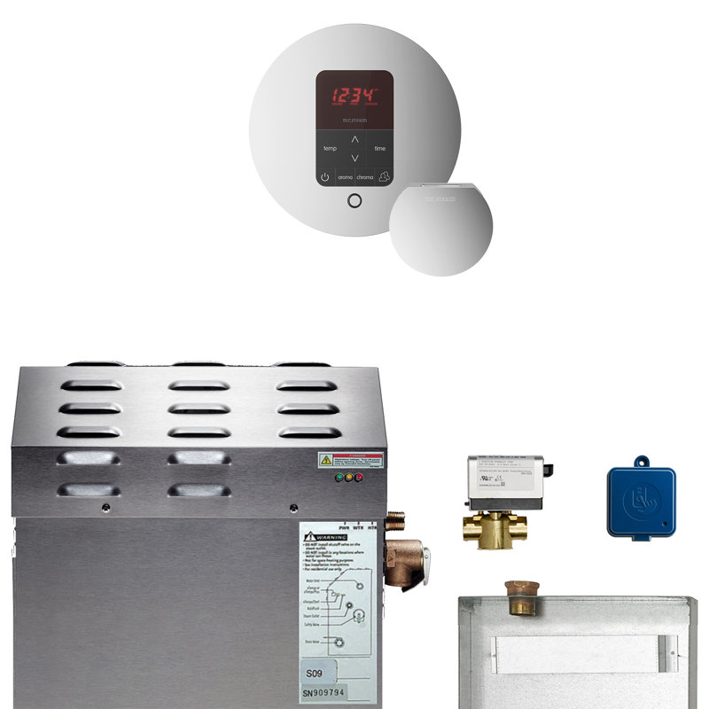Ensemble de générateur de vapeur 9kw E-Series, Chrome poli