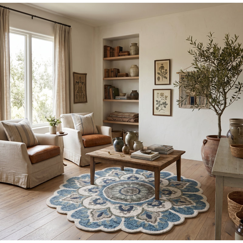 Aisosa Hand Tufted Wool Indoor Rug, Novelty 4' x 4'