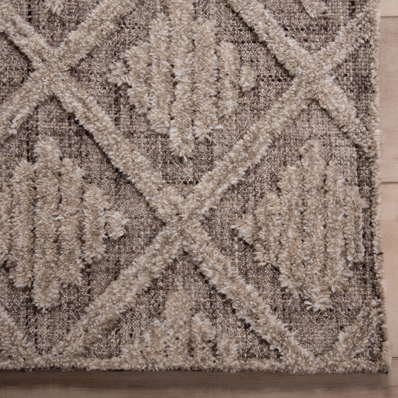 Tapis 100% laine touffeté à la main, Rectangle 5 pi x 7 pi 9 po