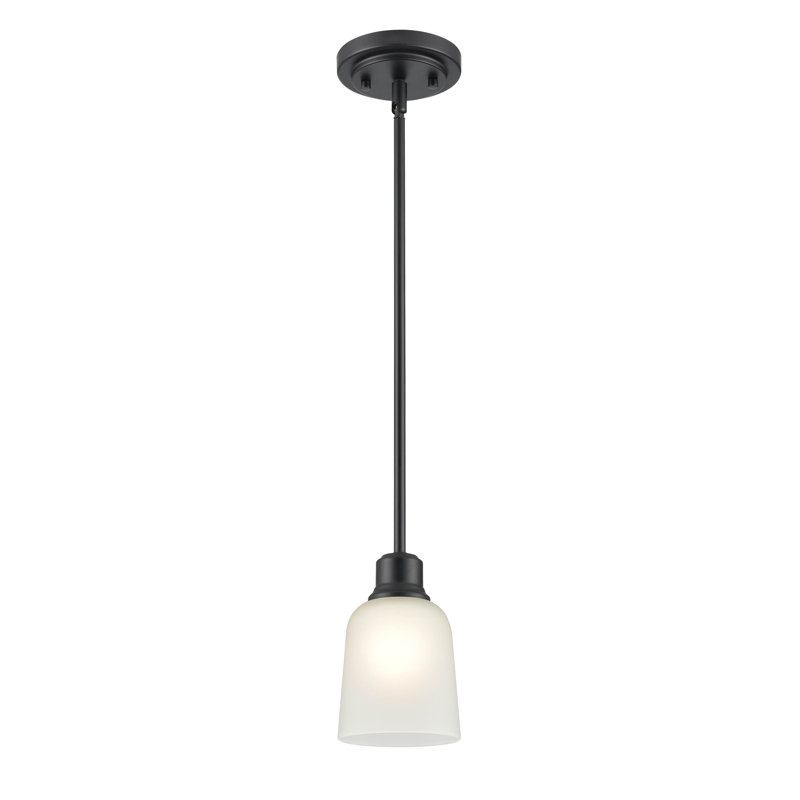 Amberle 1 Light Matte Black Pendant with White Glass