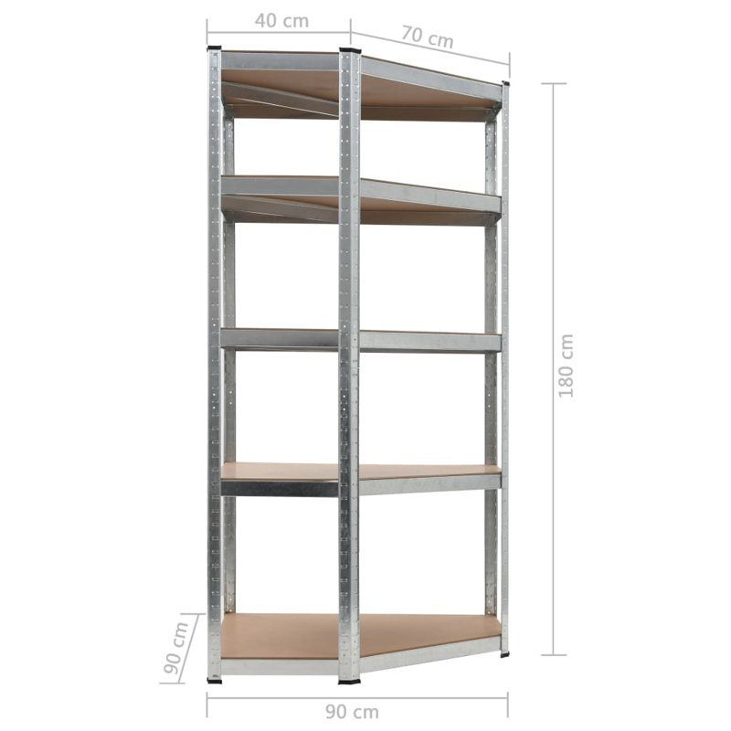 Shelf Storage Bookshelf Shelving Unit 5-Layer Steel and Engineered Wood, 70.87" H x 35.43" W x 35.43" D
