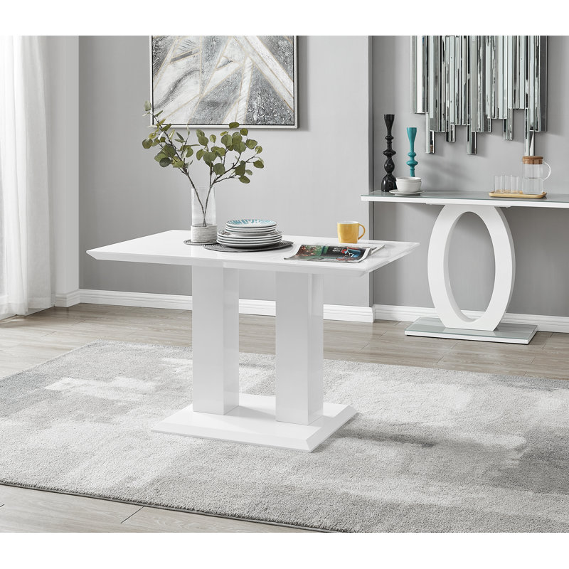 Table de salle à manger 6 personnes, Blanc, H 29,53 po x L 47 po x l 27,5 po