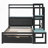Gaming Daybed With Integrated Desk And LED Light, Modern Wooden Bed Frame With 3 Storage Drawers And Built-In Charging Station, Multi-Functional Headboard Bookcase-1411989737