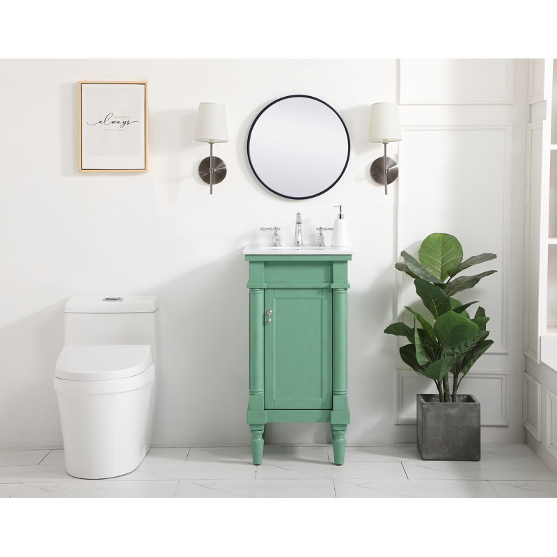 Ensemble de meuble-lavabo simple 18 po Lexington, Menthe rétro, Blanc ivoire