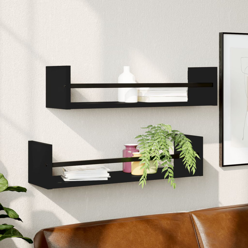 Adolina 2 Piece Floating Shelf, 14 cm H x 23.62 cm W x 16 cm D, Sonoma Oak