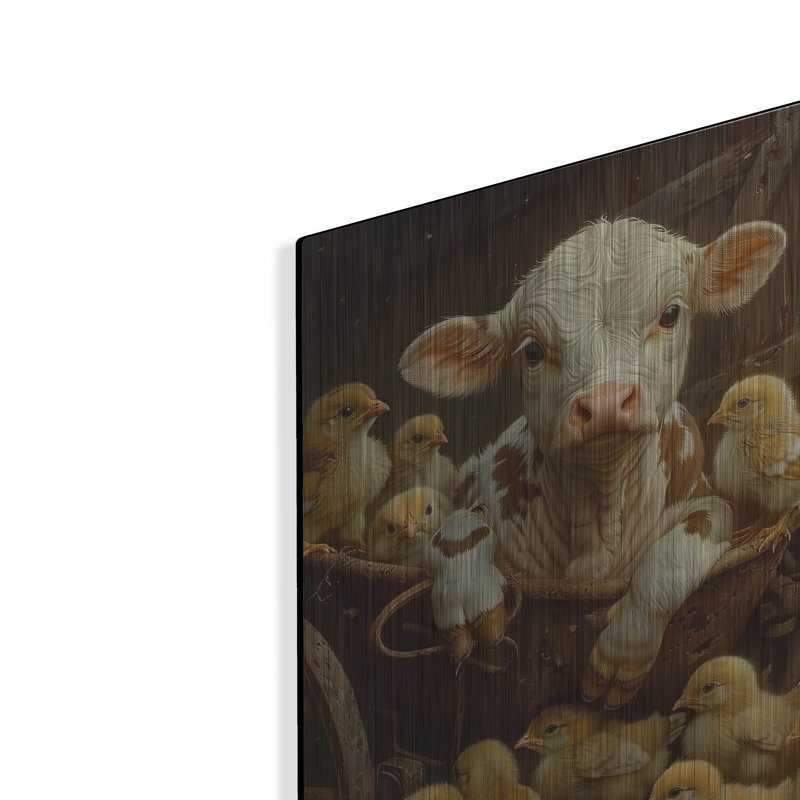 Art mural en métal «Veal with the Chicks 2» par August Grove® par Momart, H 16 po x l 12 po